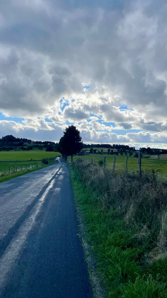 Route mouillée après la pluie — Saint-Sauveur de Peyre